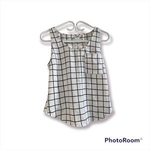 Vero Moda camisole, size Small, white and black squared